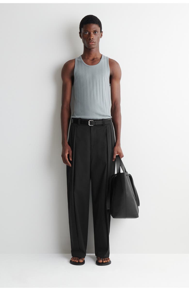 COS Slim-fit Wide-rib Cotton Tank Top, Alternate, color, Gray