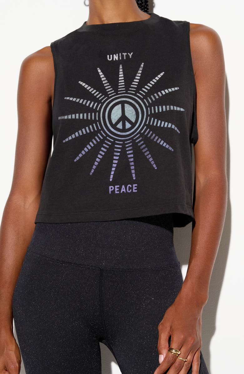 Spiritual Gangster Emit Peace Spirit Crop Tank, Alternate, color, Black