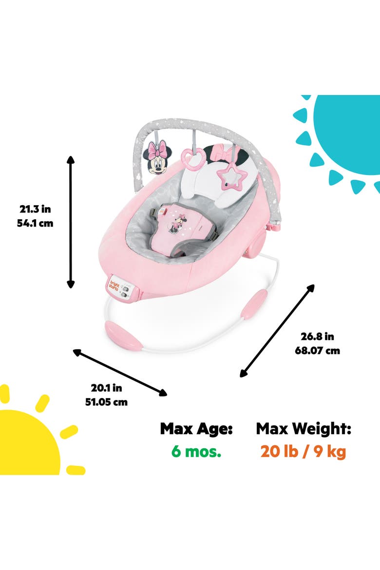 Disney Baby Minnie Mouse Rosy Skies Pink Baby Bouncer Infant Seat, Alternate, color, PINK