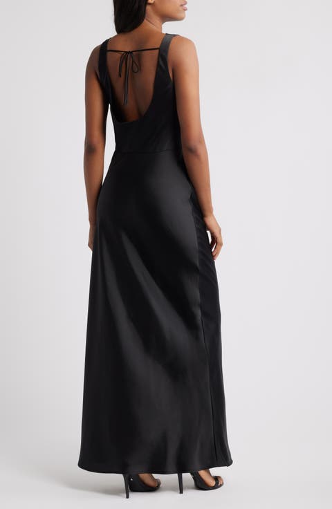 Lea Cowl Neck Satin Gown