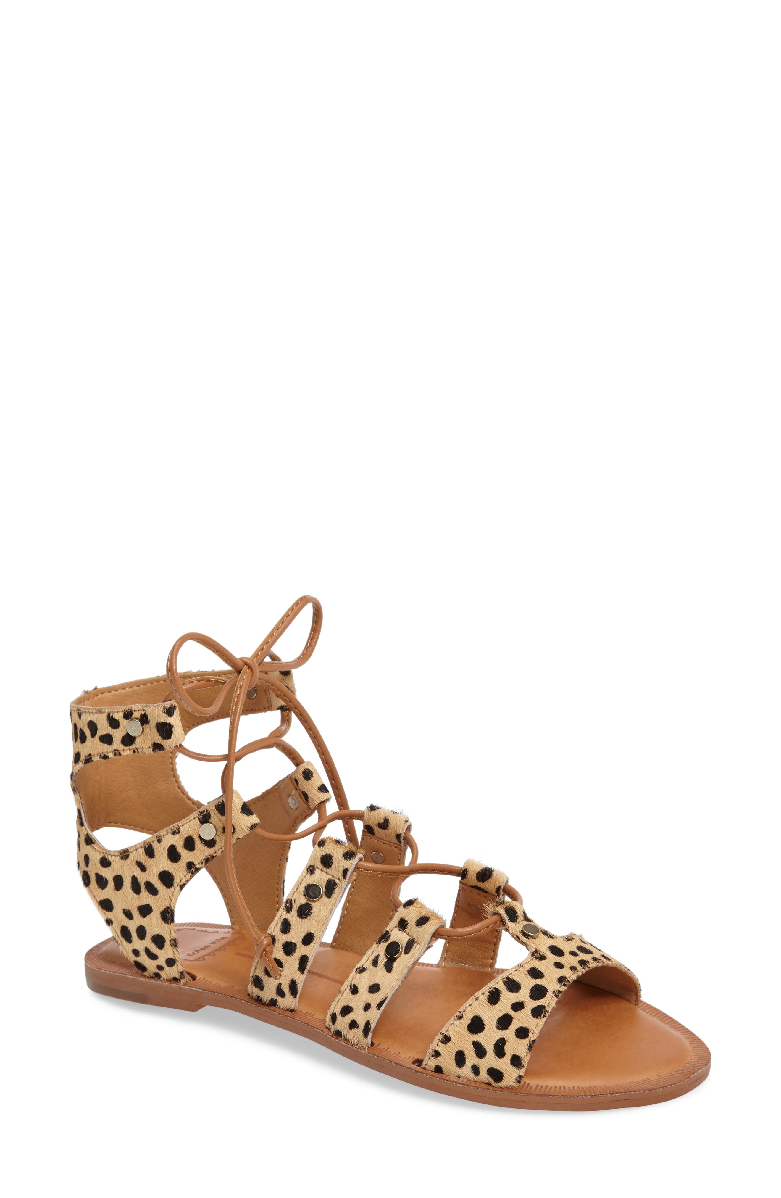 'Jasmyn' Ghillie Sandal, Main, color, LEOPARD LEATHER