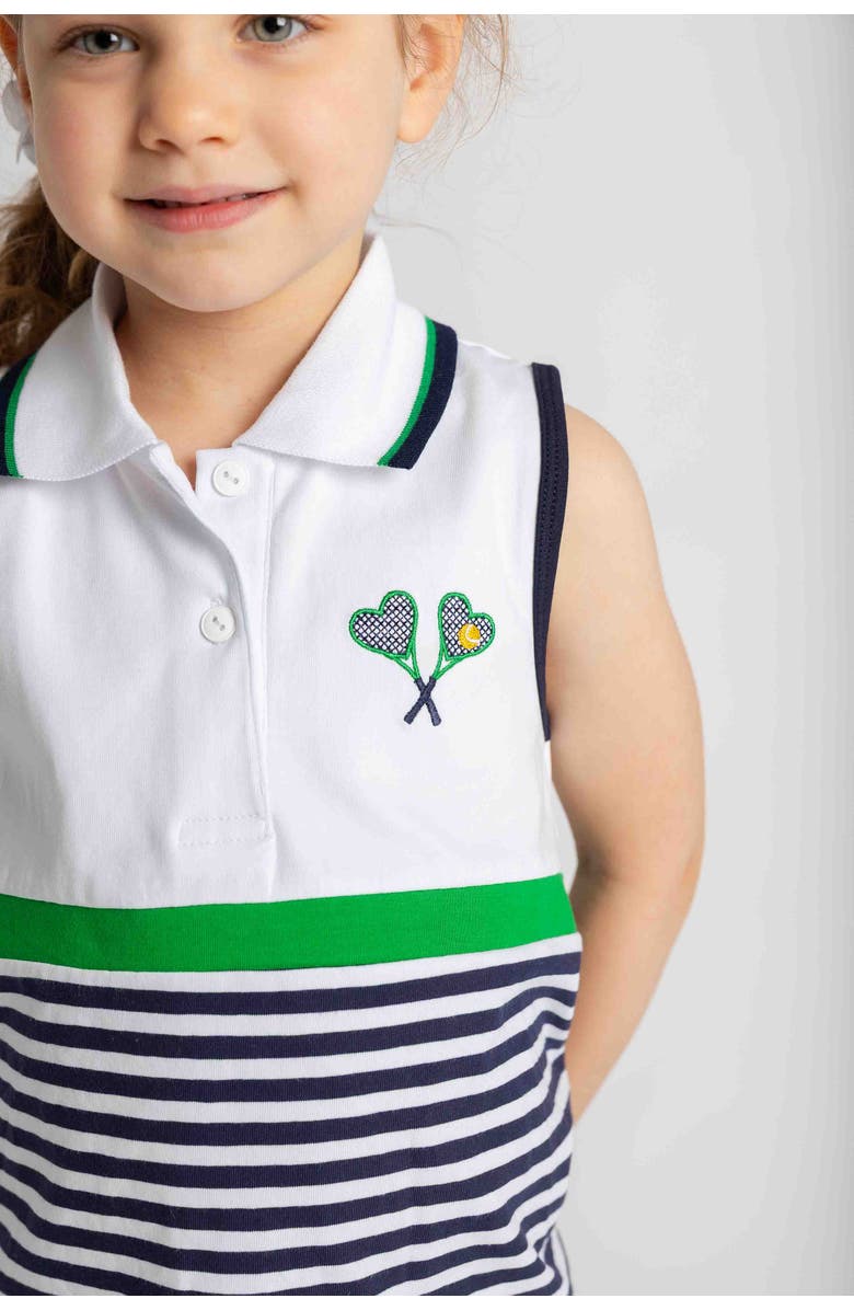 Florence Eiseman Stripe Knit Dress with Tennis Rackets, Alternate, color, Navy/White