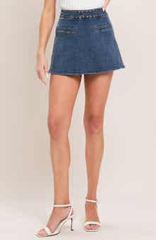 Grommet Detail Denim Skort