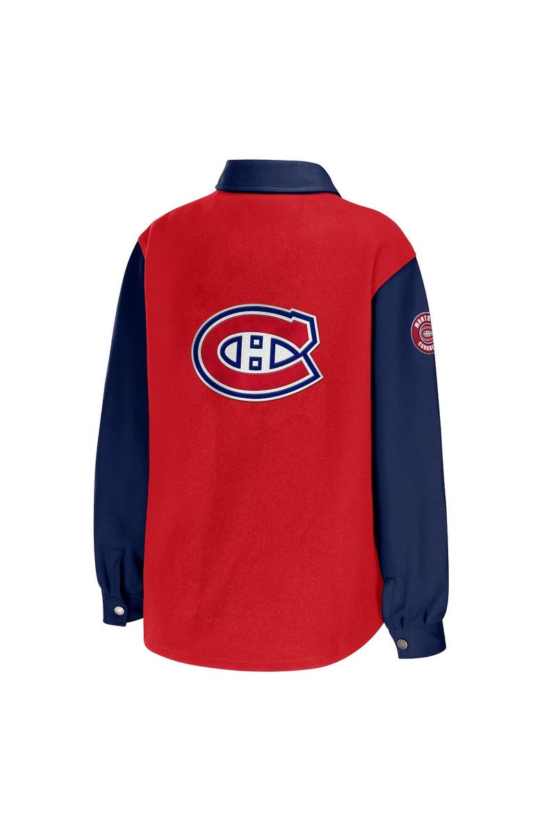 WEAR by Erin Andrews Women's WEAR by Erin Andrews Red/Navy Montreal Canadiens Colorblock Button-Up Shirt Jacket, Alternate, color, Red