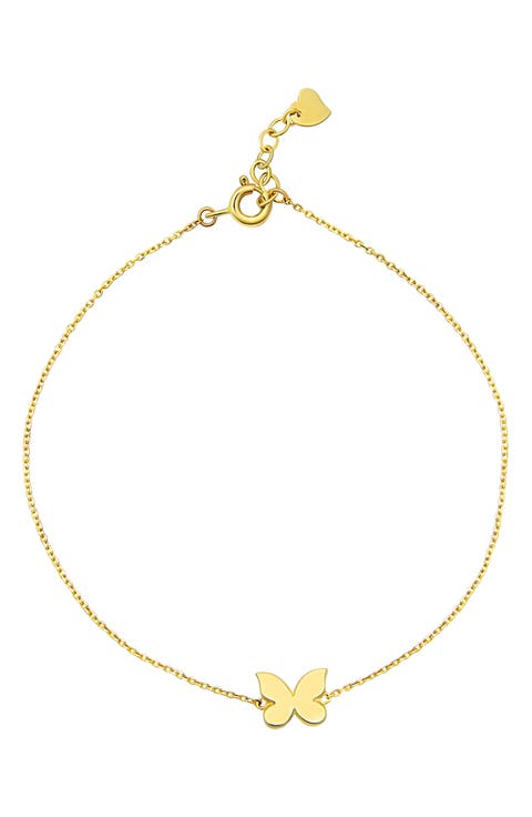14K Gold Butterfly Charm Bracelet