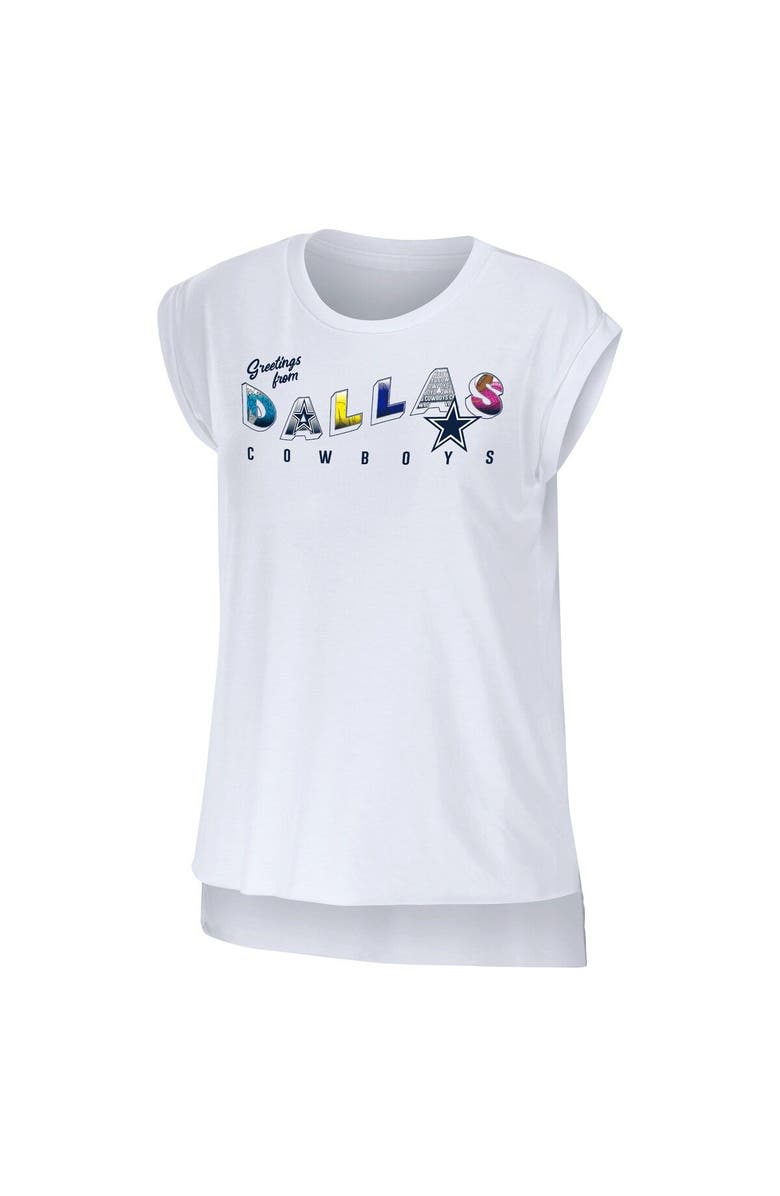 WEAR by Erin Andrews Women's WEAR by Erin Andrews White Dallas Cowboys Greetings From Muscle T-Shirt, Alternate, color, White