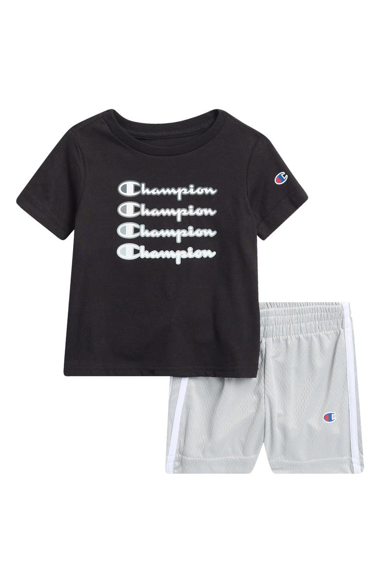 Champion Logo Graphic T-Shirt & Woven Shorts Set, Main, color, 