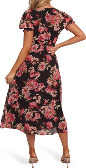 Logen Floral Puff Sleeve Midi Dress
