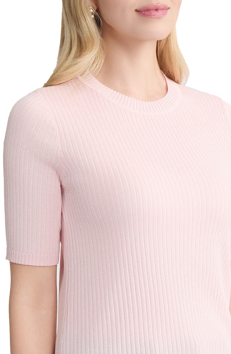 Jones New York Sutton Crewneck Short Sleeve Sweater, Alternate, color, Petal Pink