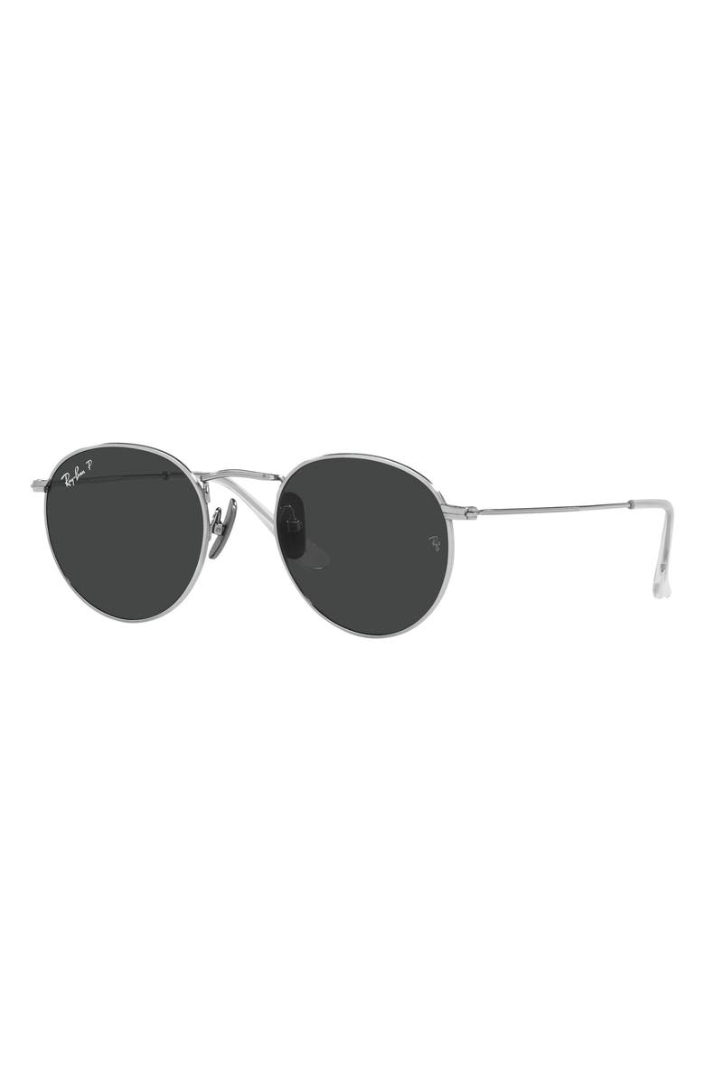 Ray-Ban 47mm Round Titanium Sunglasses, Alternate, color,