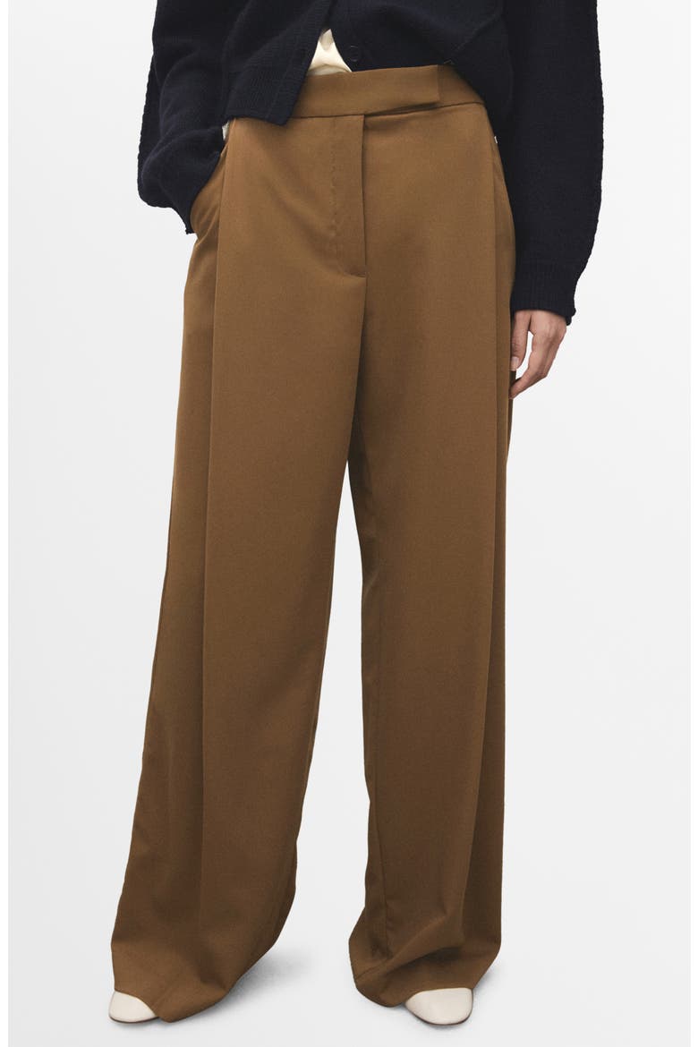 Pleated Wide Leg Pants, Main, color, MEDIUM BROWN
