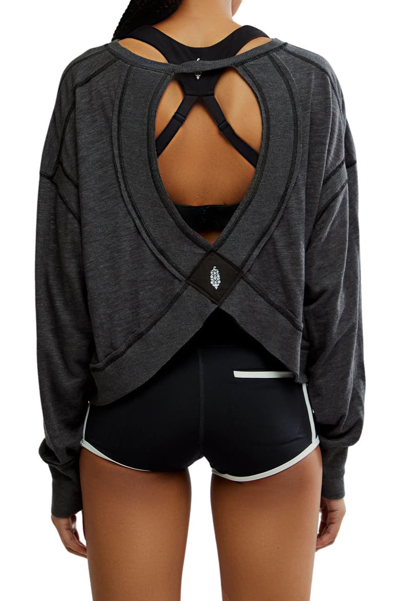 FP Movement My Time Layer Open Back Crop Top, Alternate, color, BLACK