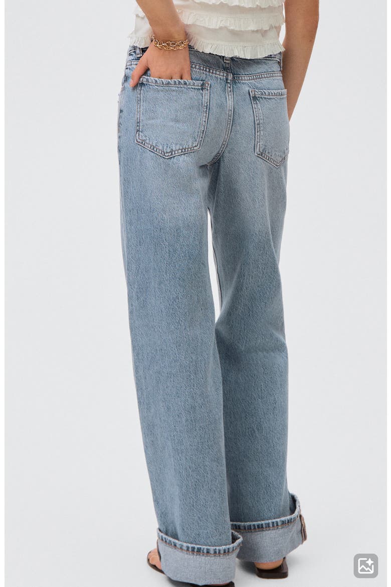 Cuff Hem Wide Leg Jeans, Alternate, color, LIGHT BLUE