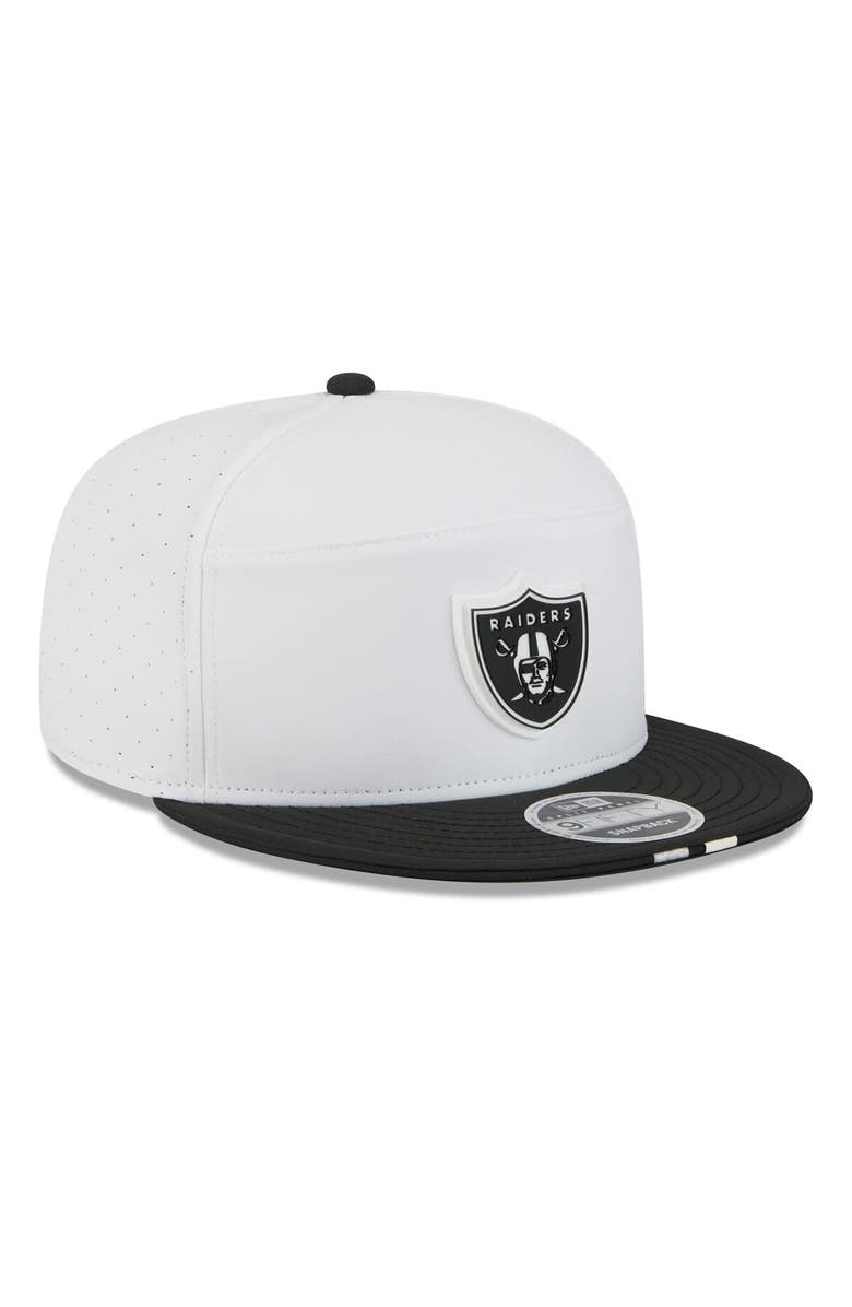 New Era Men's New Era White/Black Las Vegas Raiders 2025 NFL Training Camp Split Panel 9FIFTY Snapback Hat, Alternate, color, White