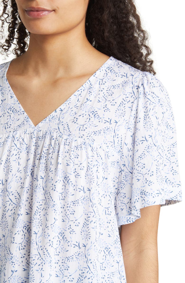 Caslon<sup>®</sup> Print V-Neck Gauze Top, Alternate, color,