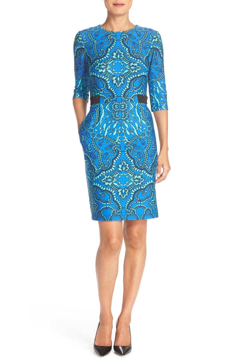 Gabby Skye Print Scuba Fit & Flare Dress, Alternate, color, 