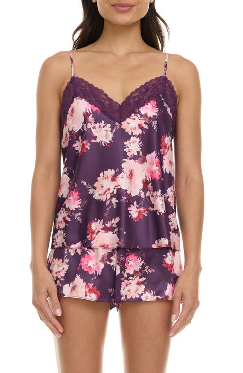 Flora Nikrooz Sabrina Floral Print Satin Short Pajamas & Robe Set In Purple