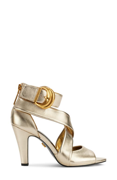 Donna Karan New York Clari Ankle Strap Peep Toe Sandal In White Gold