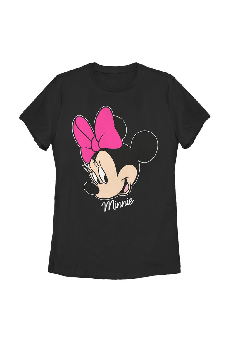 Women's Mickey & Friends Minnie Mouse Big Face  Graphic T-Shirt, Main, color, Black