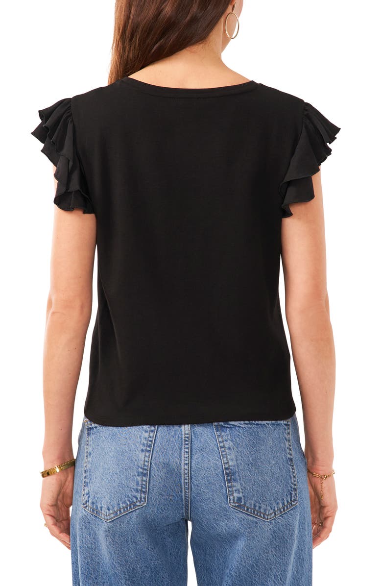 Vince Camuto Tiered Ruffle Sleeve Cotton Blend Top, Alternate, color,