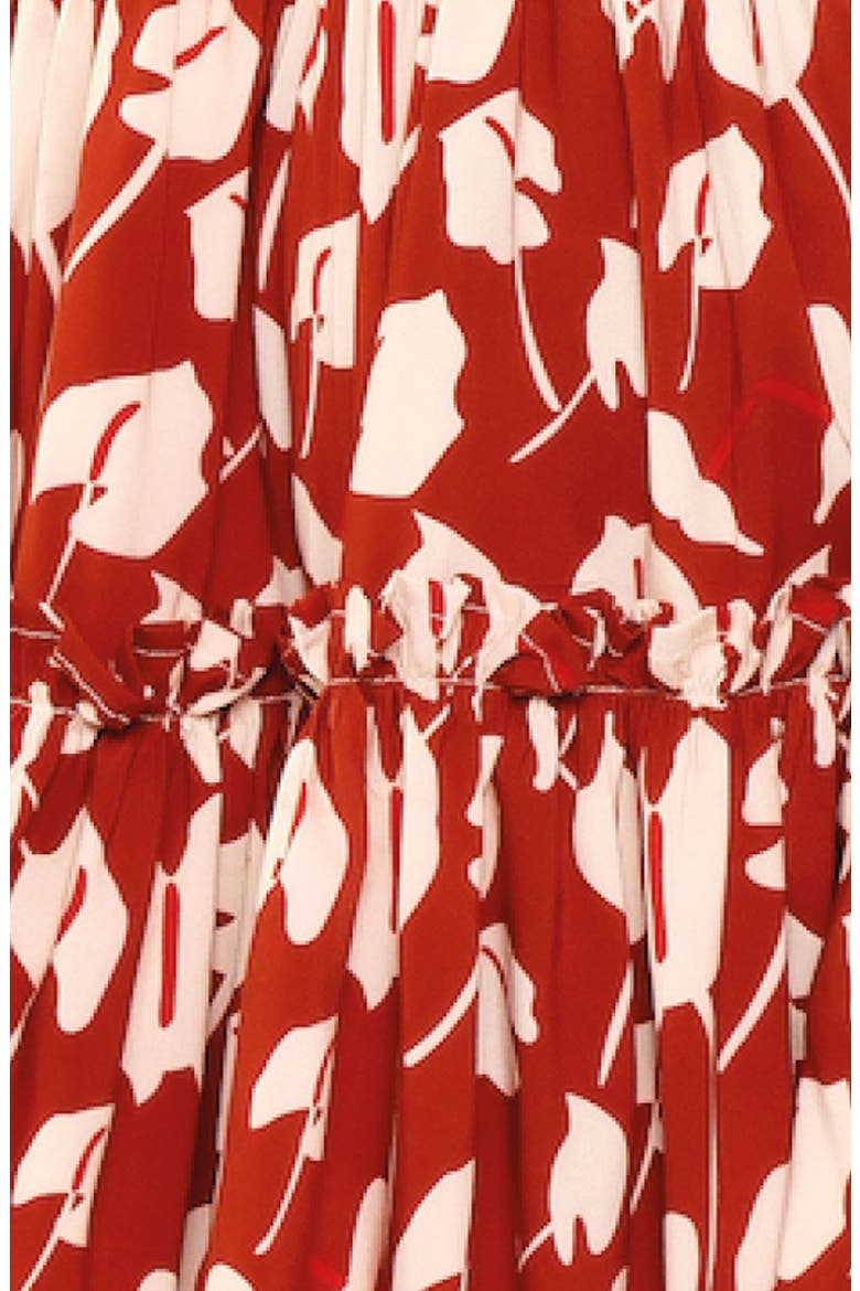 The Bloom Puff Sleeve Tiered Stretch Cotton Minidress, Alternate, color, RED BRAVE FLORA
