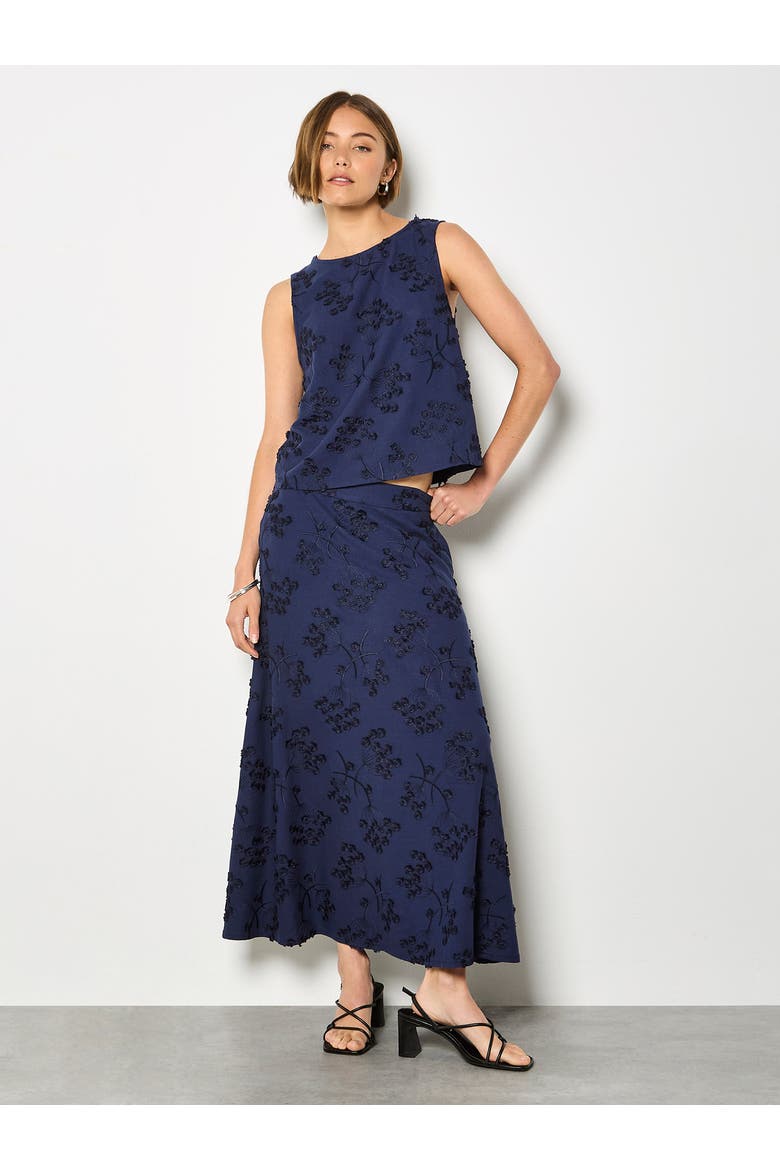 Dandellion Embroidered Linen Top, Alternate, color, Navy