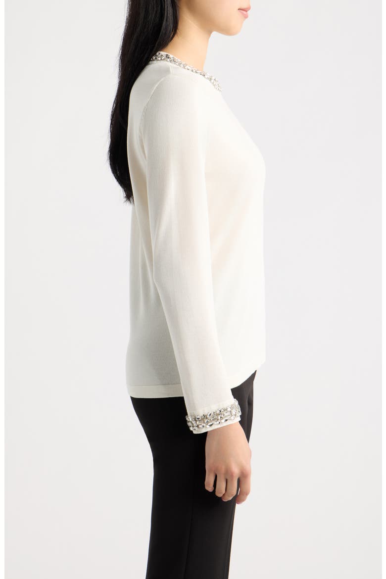 Rhinestone Embellished Sweater, Alternate, color, WHITE DOVE