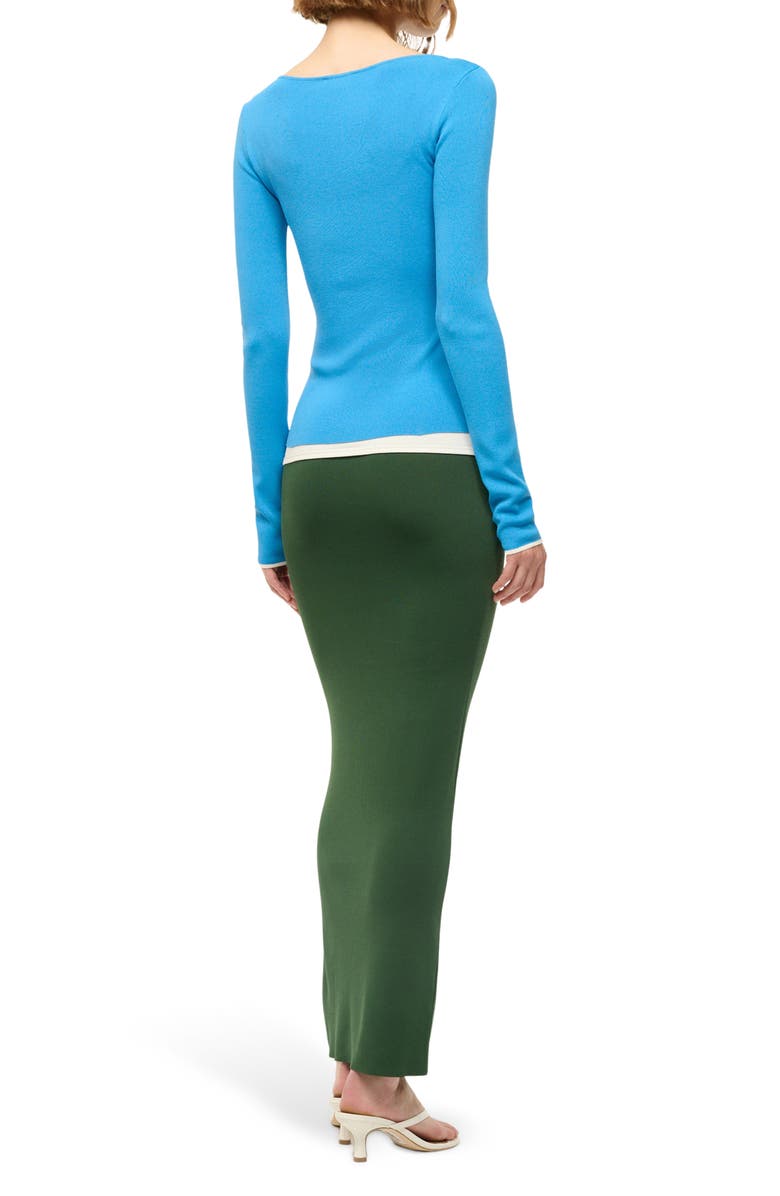 STAUD Carilo Colorblock Long Sleeve Dress, Alternate, color, Jungle/ Sky/ Ivory