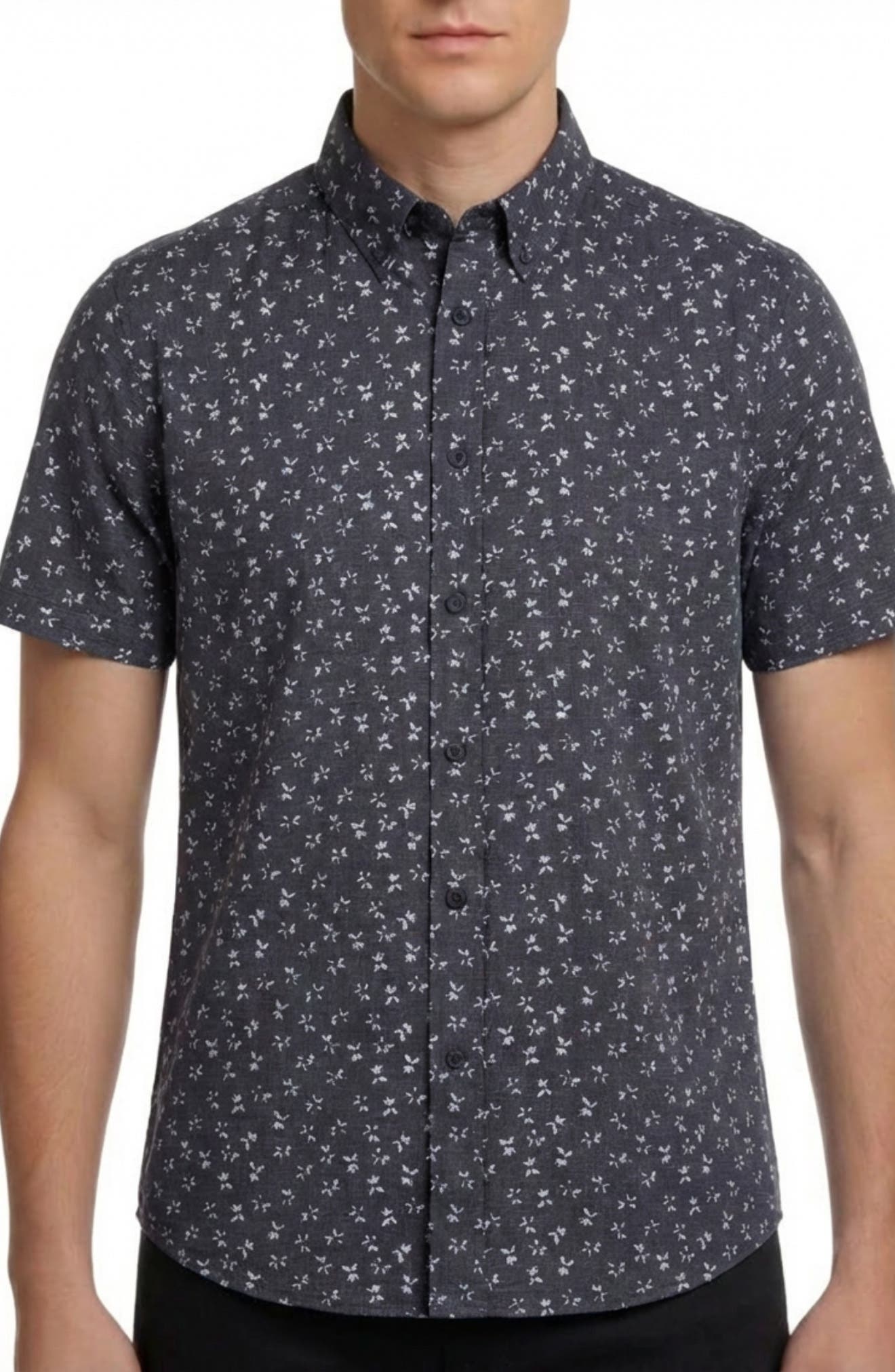 Report Collection Ditsy Short Sleeve Seersucker Button-Up Shirt