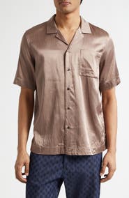 Dries Van Noten Carltone Crinkled Satin Camp Shirt