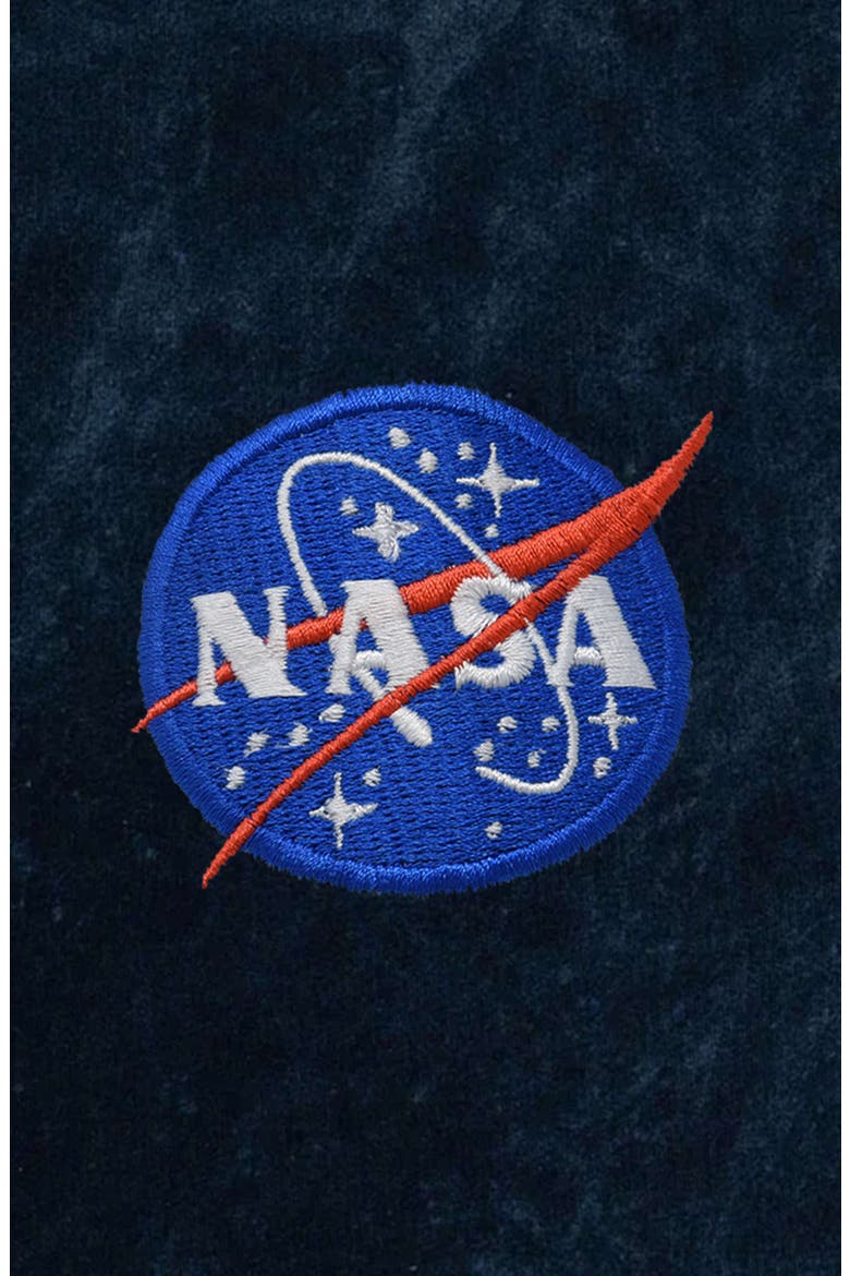 NASA Mineral Wash Hoodie Dalix NASA Embroidered Fleece Hoodie Mineral Wash Long Sleeve Sweatshirt Me, Alternate, color, Navy Blue