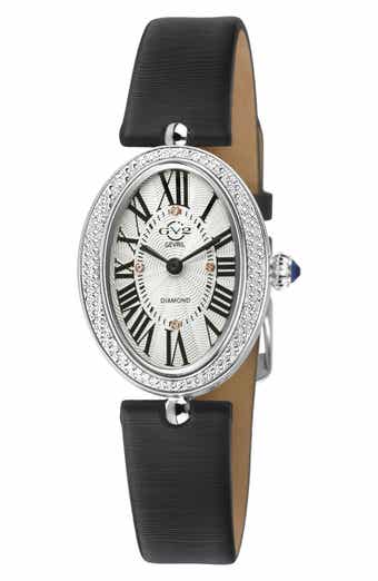 Piazza Navona Diamond Dial Leather Strap Watch, 29mm x 38mm