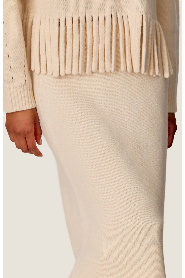 Emelia Fringe Sweater Skirt, Alternate, color, Alabaster