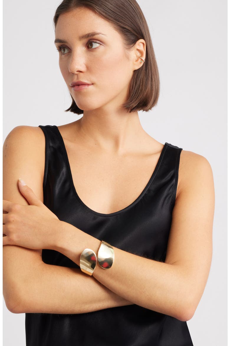 Round Edge Bypass Hinge Bracelet, Alternate, color, GOLD