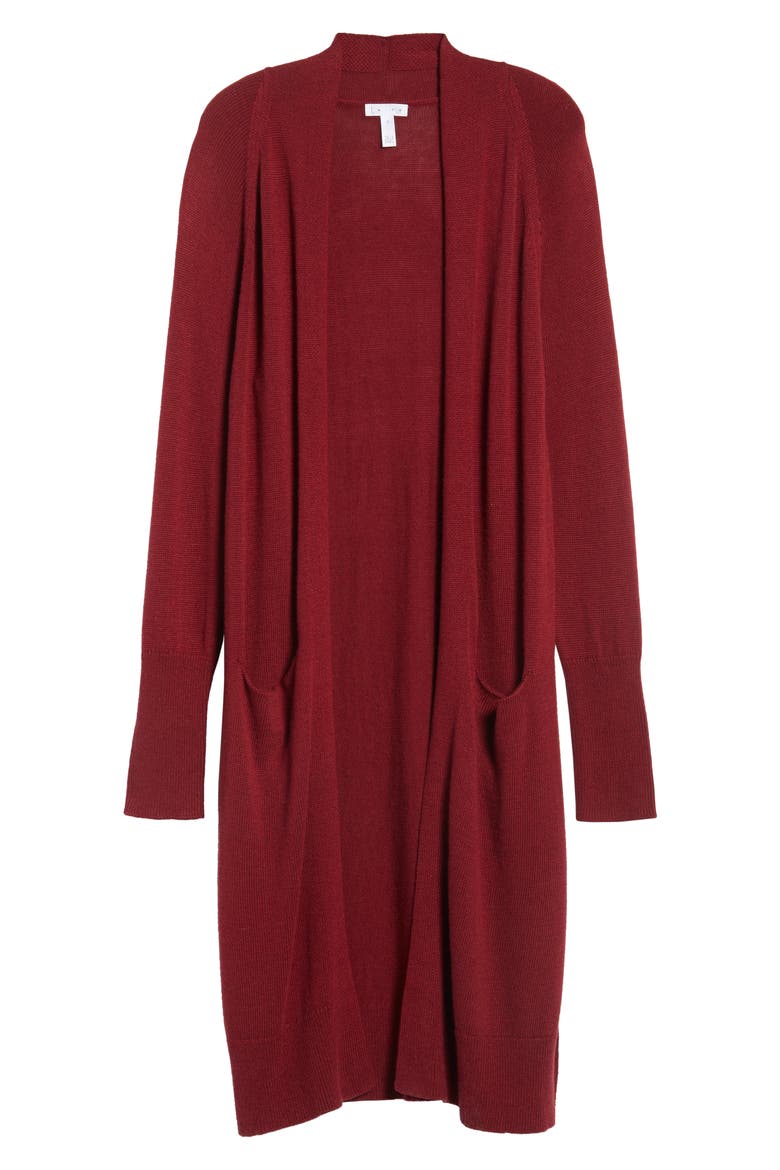 Side Split Midi Cardigan, Alternate, color, RED GRAPE