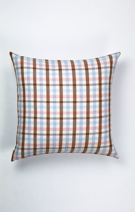 Handwoven Classic Plaid Square Cotton Throw Pillow