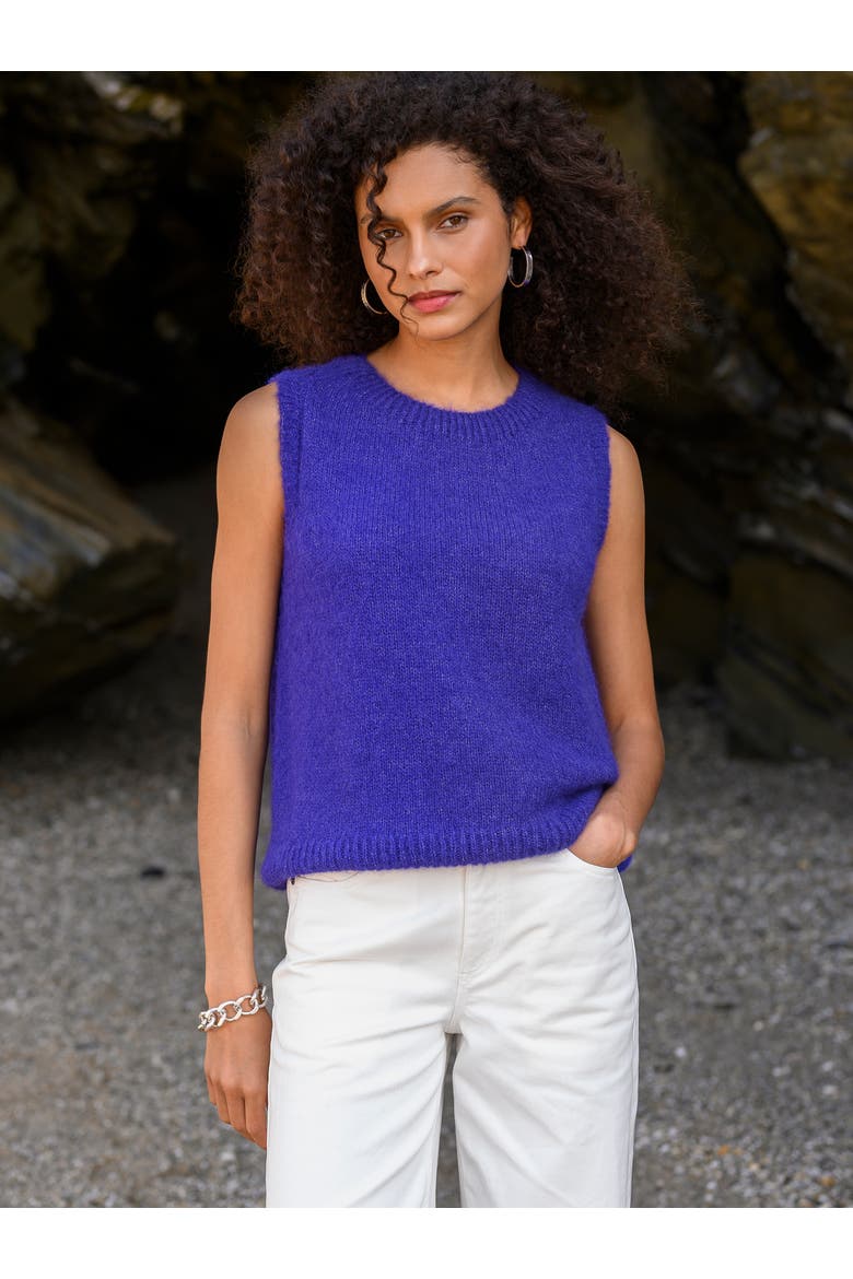 Knit Crew Neck Tank Top, Alternate, color, COBALT