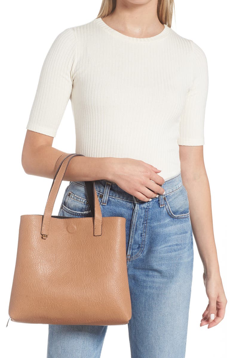 Street Level Mini Reversible Faux Leather Tote & Wristlet, Alternate, color,