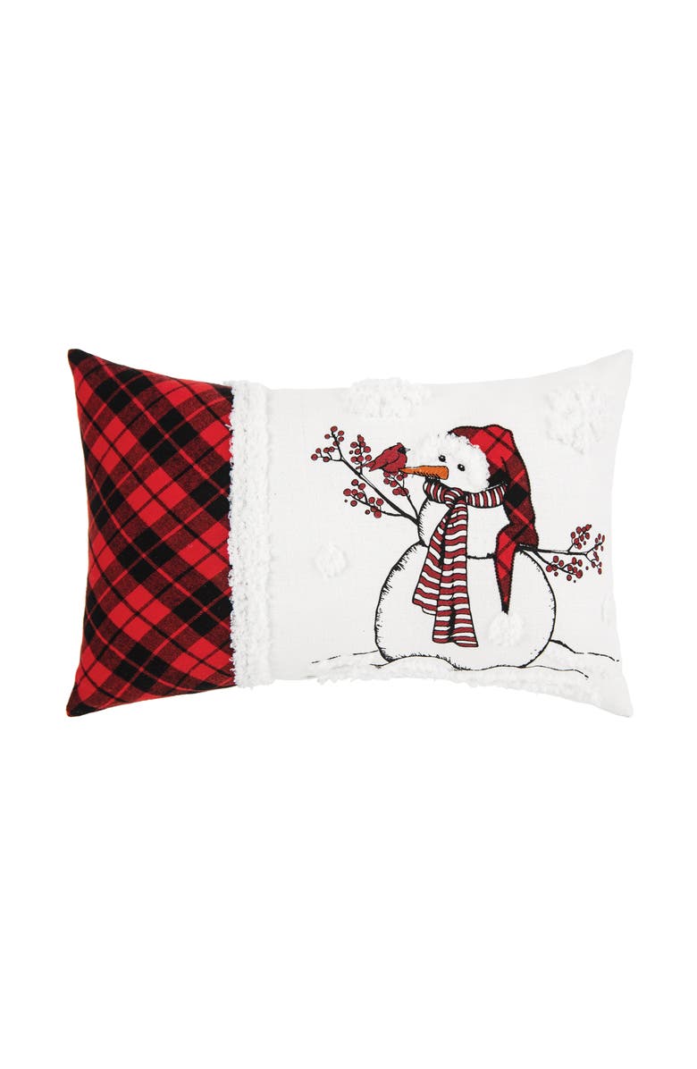 C&F Home Snowman Embroidered Christmas Throw Pillow, 13" x 20", Main, color, White