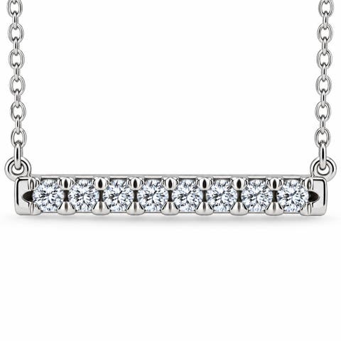 1/2ct Bar Diamond Pendant Necklace In 14k Or Gold Lab Grown