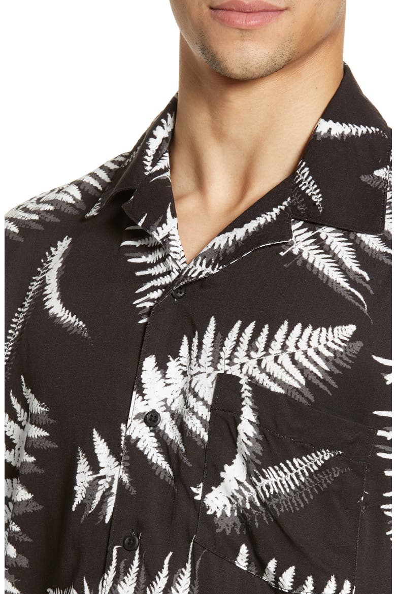 Fern Leaves Vacation Shirt, Alternate, color, BLACK