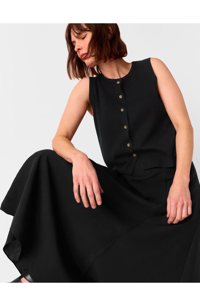 Whistles Lucy Button Front Knit Tank, Alternate, color, Black