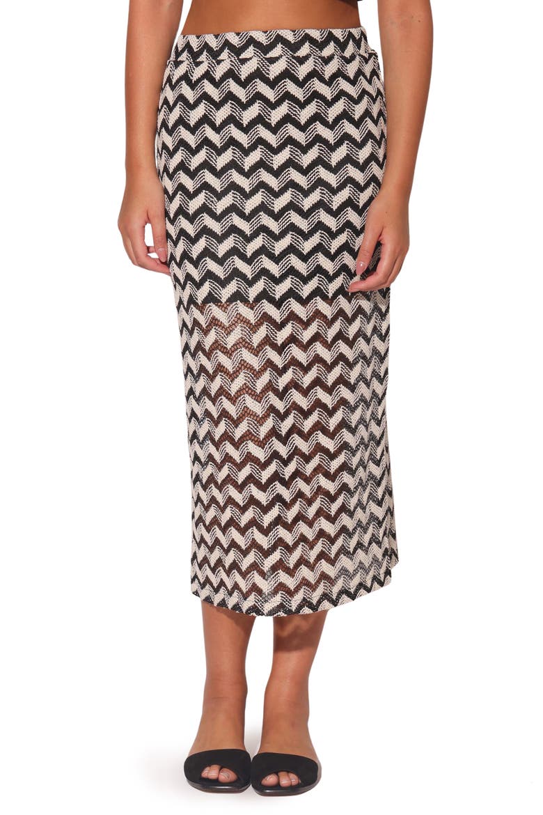 Nelle Open Knit Midi Skirt, Main, color, CREAM BLACK