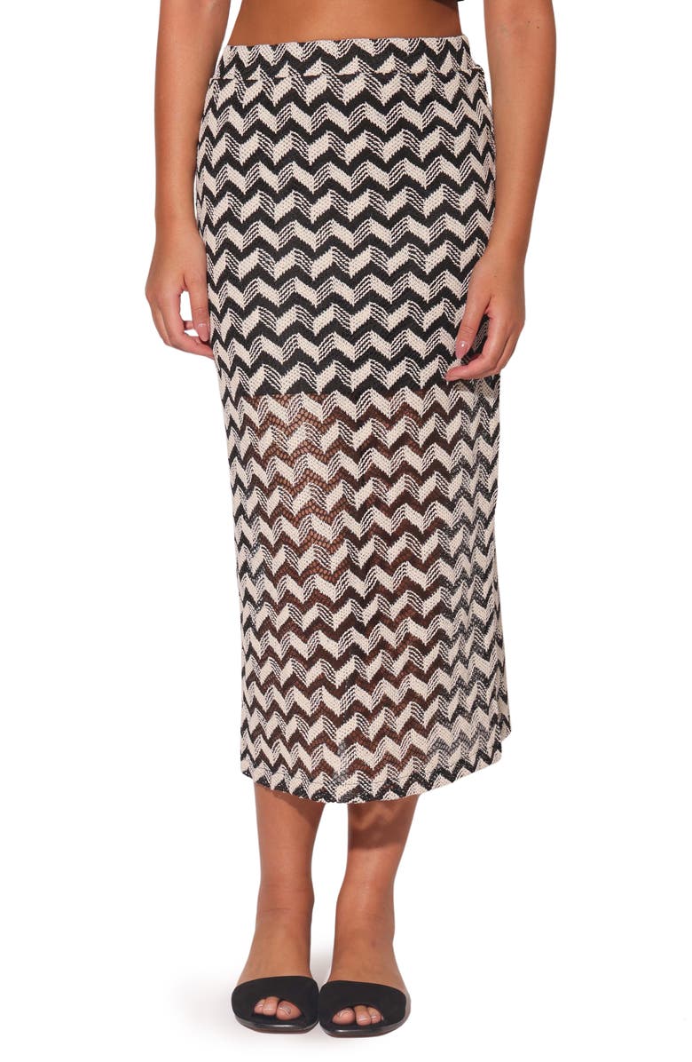 Walter Baker Nelle Open Knit Midi Skirt, Main, color, Cream Black
