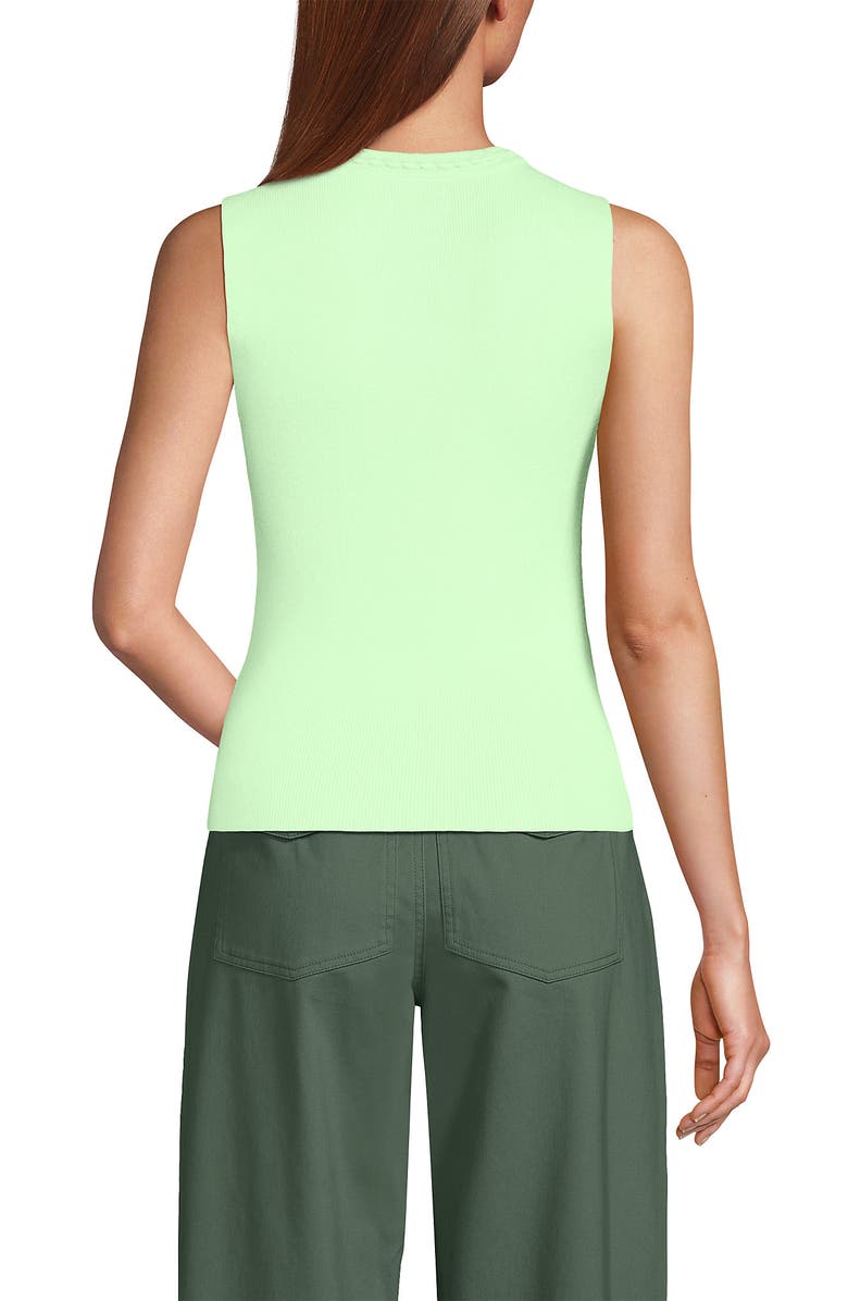 Lands' End Cotton Viscose Braided Neck Tank Sweater, Alternate, color, Icy Mint Green