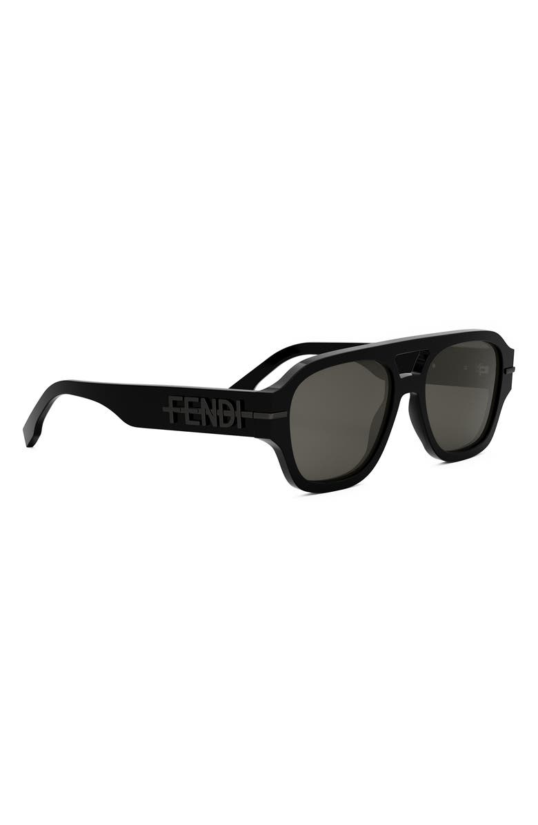 Fendi 'Fendigraphy 55mm Geometric Sunglasses, Alternate, color, Shiny Black / Smoke