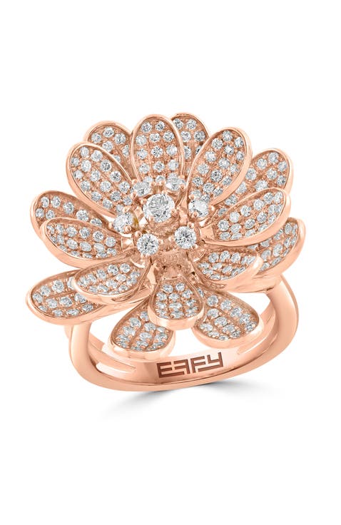 14k Rose Gold Diamond Bloom Cocktail Ring