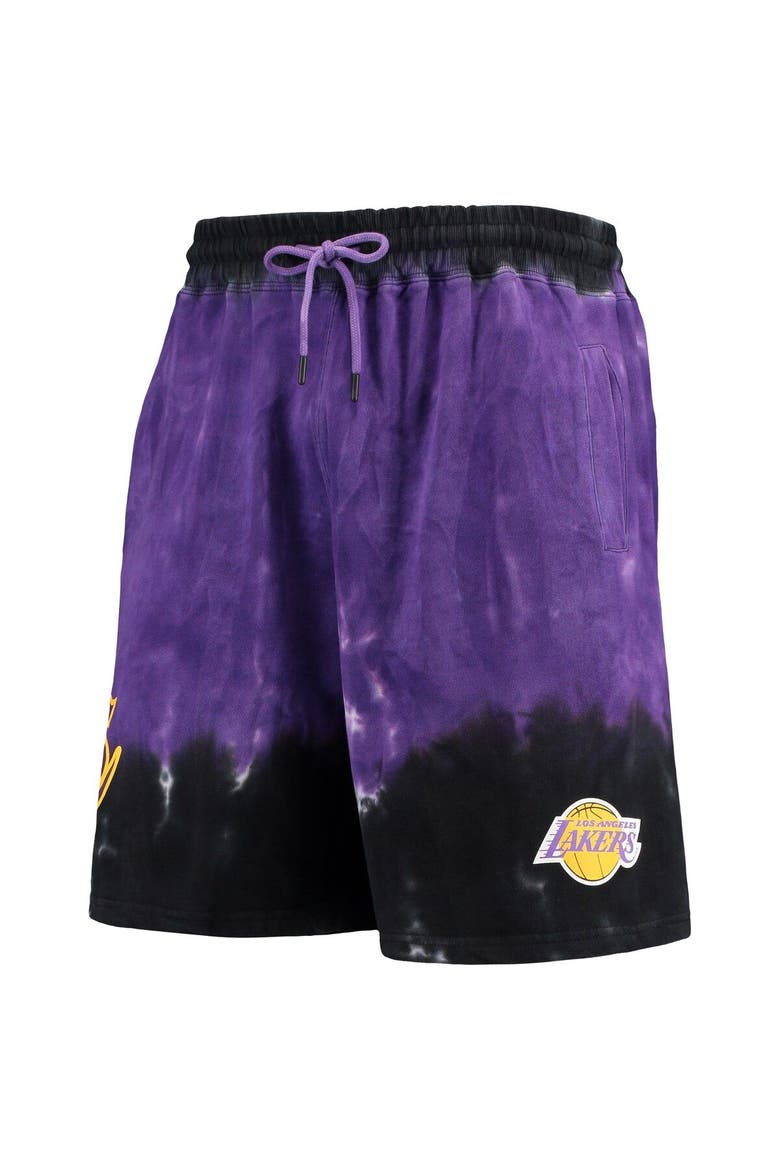 Men's Mitchell & Ness Black/Purple Los Angeles Lakers Hardwood Classics Terry Tie-Dye Shorts, Alternate, color, Purple