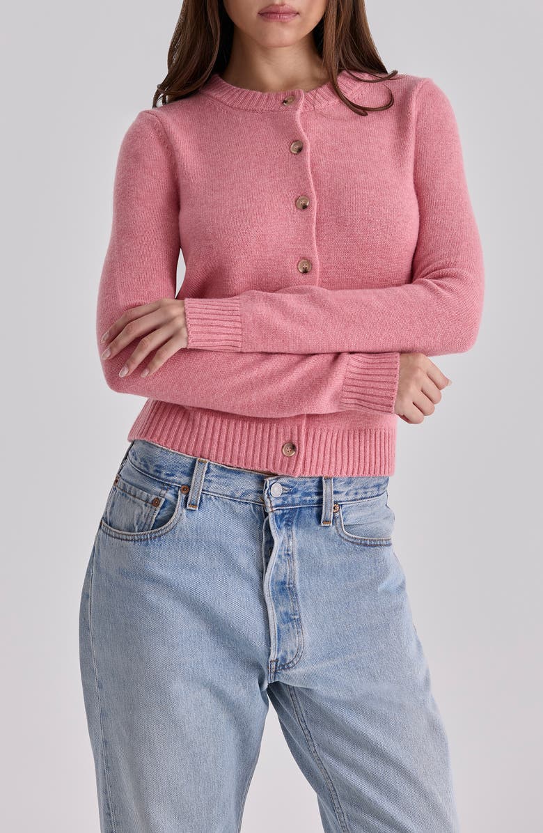 HOUSE OF CB Signature Flamingo Pink Merino Wool Blend Cardigan, Alternate, color, Flamingo Pink