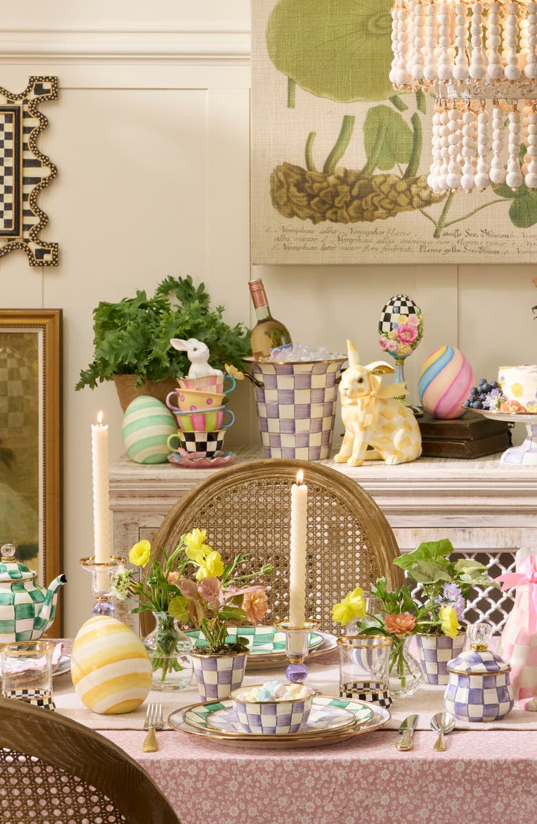 MACKENZIE CHILDS Frolic Spring Floral Pedestal Egg, Alternate, color, Black